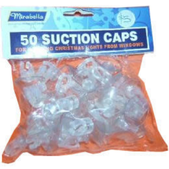 Picture of 50 Suction Cups for Christmas Lights - Damage-Free Window & Glass Hangers