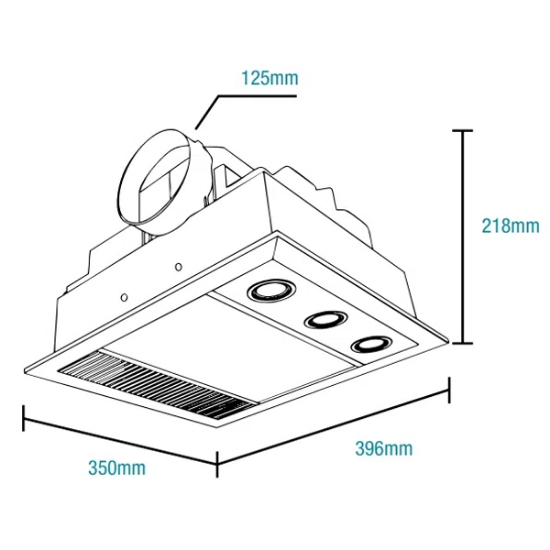 Martec Linux Mini DC 3-in-1 Bathroom Heater and Exhaust Fan with GU10 ...